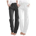 thumbnail image 1 of VEKDONE Womens Cotton Linen Long Pants White L, 1 of 9