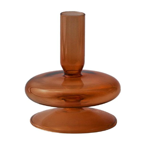 1Pack Glass Candle Stick Holders Brown Crystal Taper Candles Holder Table Centerpieces for Buring Candles