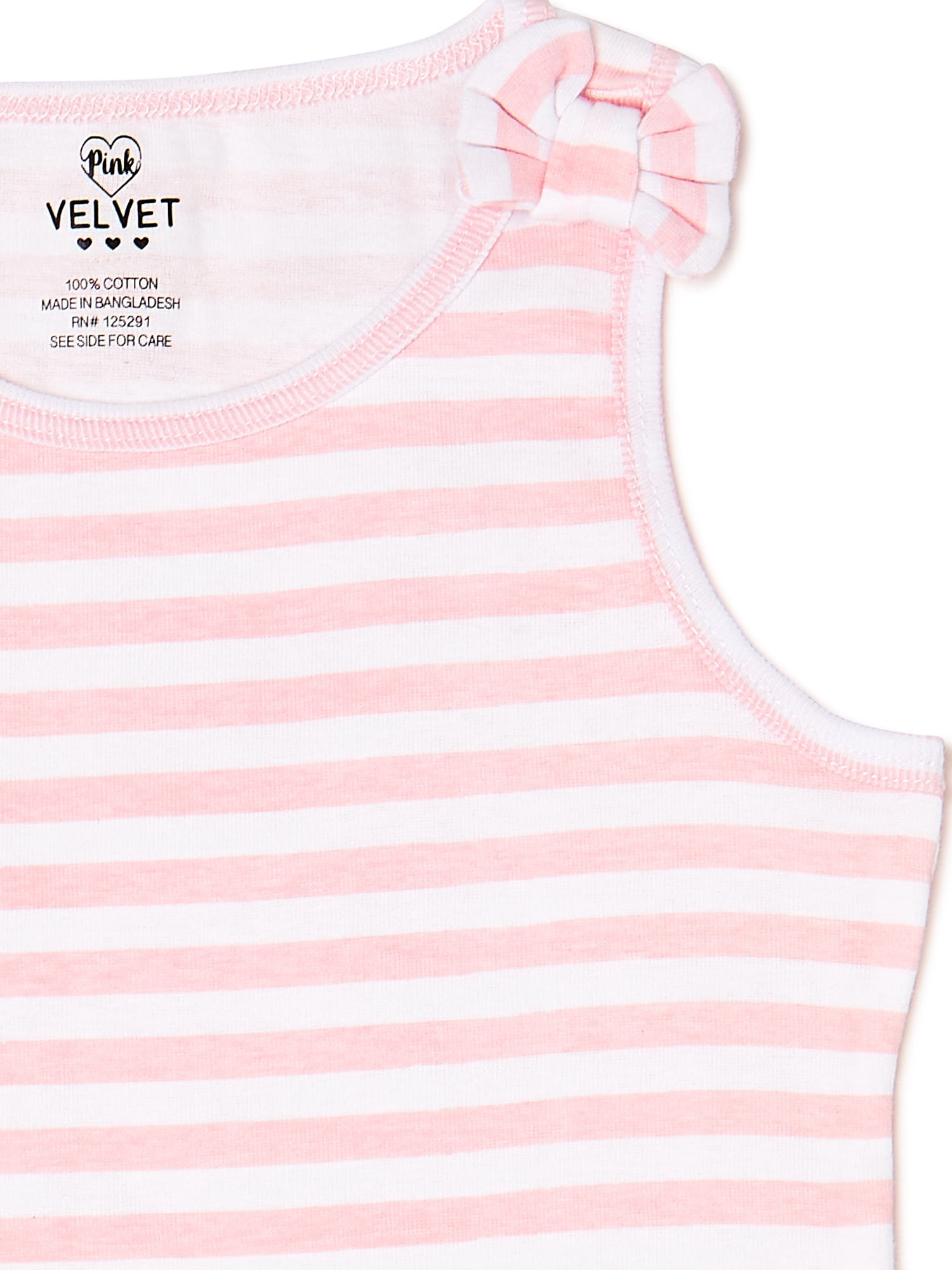 Pink Velvet Girls Graphic & Printed Shoulder Bow Tank Tops, 3-Pack, Sizes 4-16