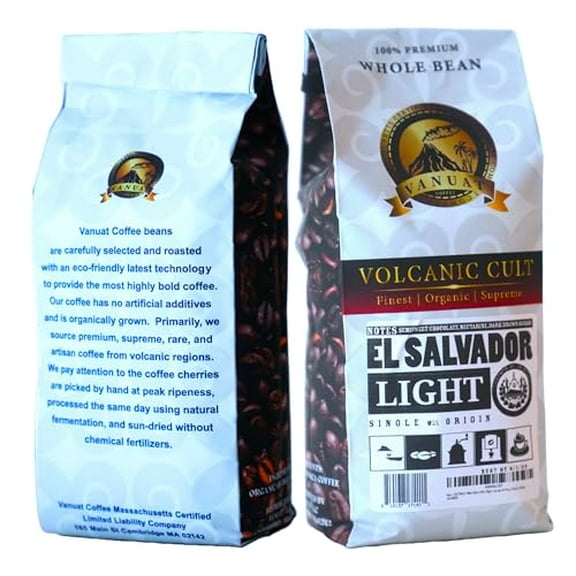 LIGHT ROAST, Whole Bean Coffee, Organic Fresh Artisan Premium Beans, Volcanic Cult Vanuat LLC COLLECTION (1 Pound, 16OZ, EL-SALVADOR)
