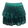 thumbnail image 5 of vigerkar Women Sequin Skirt Sparkly Cute High Waist Ruffle Flowy Shiny Glitter Mini Short Skirts Night Out Club Party (Green, L), 5 of 5