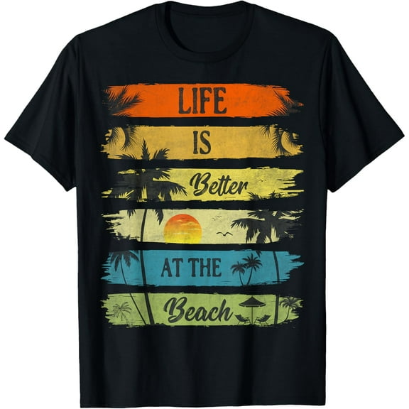 Summer Vacation Beach Vacation: Life Is Better At The Beach T-ShirtMen and women, Black T-shirt, size: Extra large