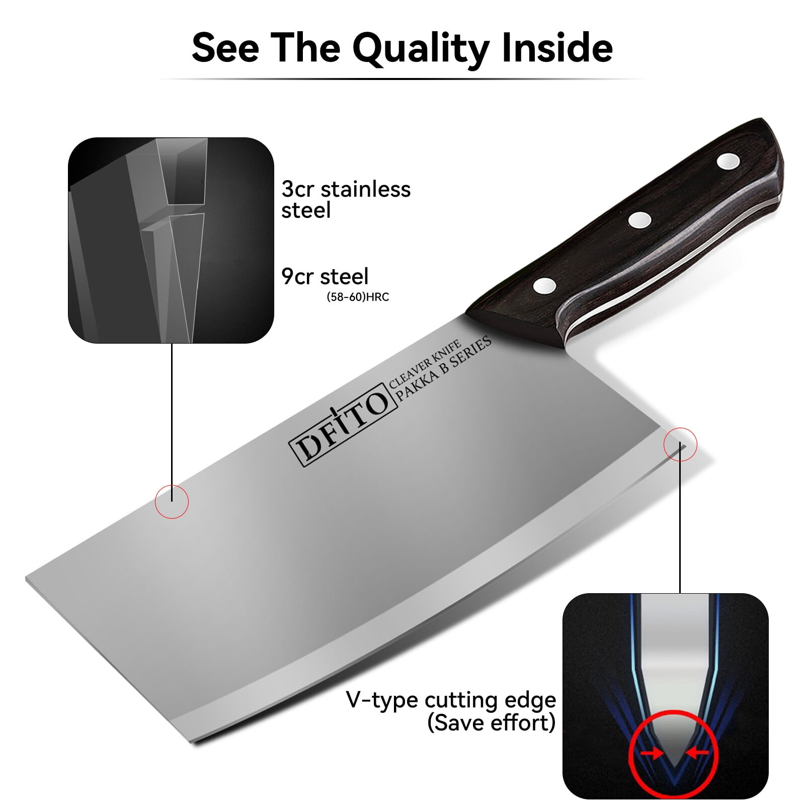 7 Inch Hammered German Steel Butcher's Cleaver Knife  TOROS - COOKWARE  BAKEWARE & GRILL STORE Cleaver Knife