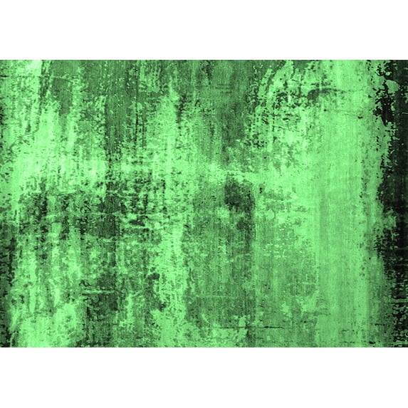 Ahgly Company Indoor Rectangle Oriental Emerald Green Industrial Area Rugs, 7' x 10'