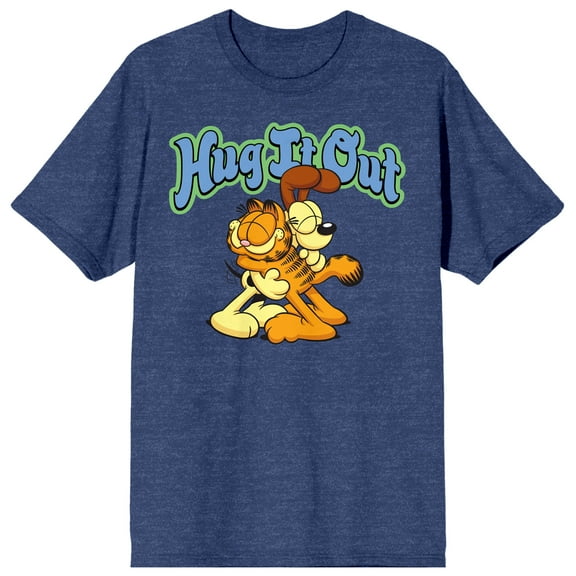 Garfield Hug It Out Crew Neck Short Sleeve Navy Women's T-shirt-Medium