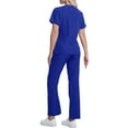 thumbnail image 4 of WULMLEO Womens Scrubs Outfits 2 Piece V Neck Stretch Scrub Sets Soft Comfortable Short Sleeve Working Nurse Uniform Tops and Pants Medical Fashion Petite Nursing Workwear Blue 2XL, 4 of 4