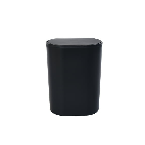 Mainstays Flip Top Wastebasket, Black Plastic