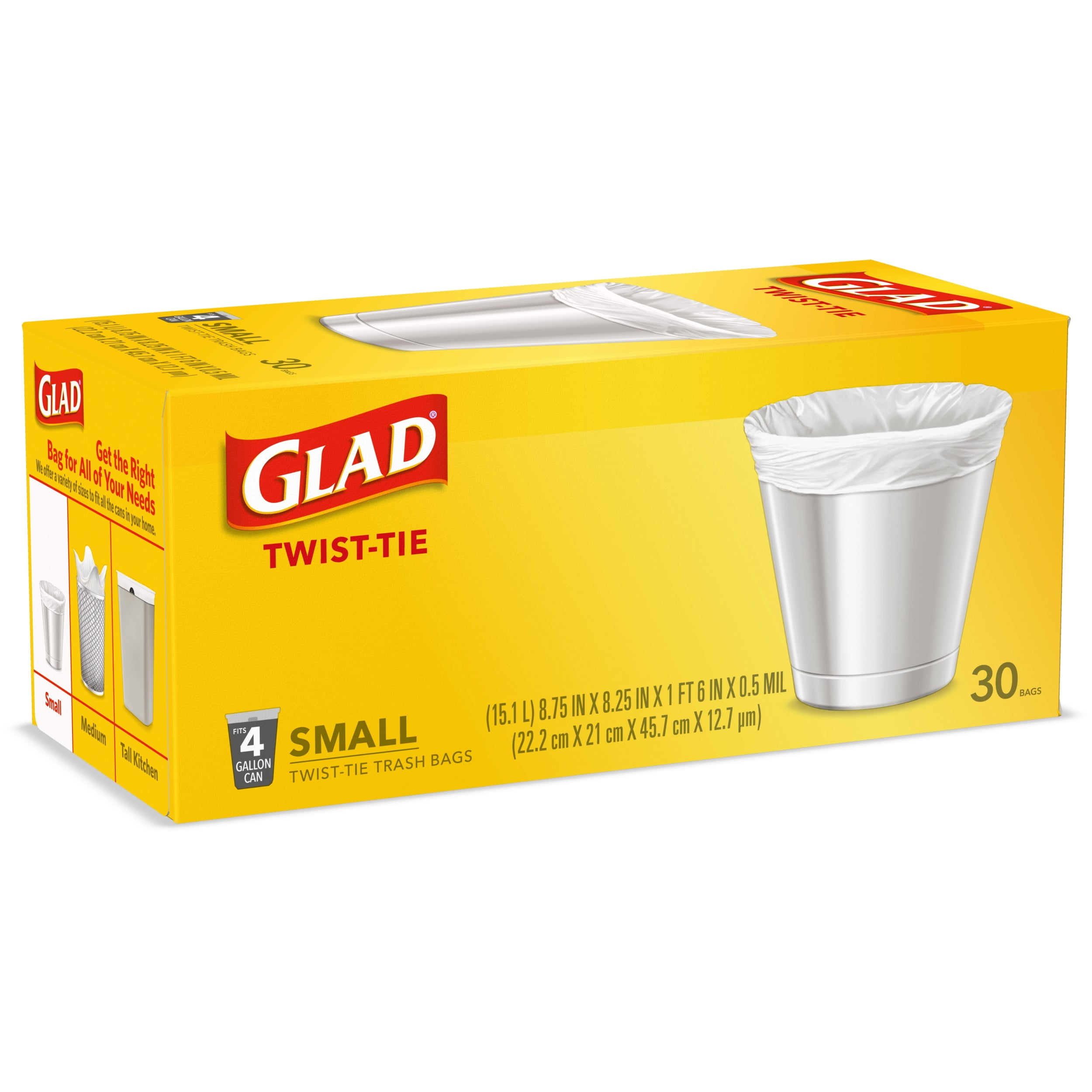 Glad Small Trash Bags 4 Gallon Twist Tie Value Pack - White - 60ct : Target