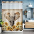 thumbnail image 2 of Farmhouses No Hook Shower Curtain with Snap in Liner Elephants And Sunflowers Vintage Brown Background Waterproof Bathroom Shower Curtain with See Through Top Window for Bathtub 72" x 84", 2 of 9