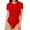 Short Sleeve-Red, variant on Crewneck Short Sleeve Bodysuit for Women Slim Fitted Tight Basic Summer Tops