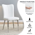 thumbnail image 3 of PU Leather Dining Chair Set of 2, Modern Office Chair with High Backrest and Sliver Metal Legs, Ergonomics Armless Office Chair for Dining Room, Restaurants, Offices, White, 3 of 9