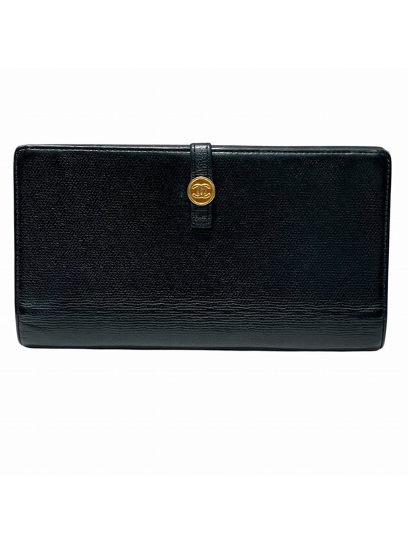 Pre-Owned Chanel CHANEL Long Wallet Coco Button Leather