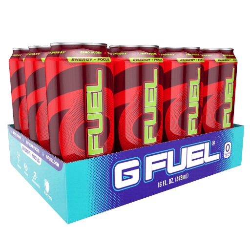 (12 Cans) G Fuel Sour Cherry, Sugar Free Energy Drink, 16 fl oz