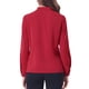 thumbnail image 3 of Blusa elegante de trabajo para mujer con cuello simulado plisado y decoración de perlas en color burdeos, 3 of 5