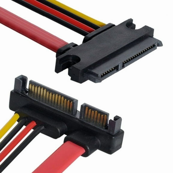 FVH Down Angled SATA III 3.0 7 15 22 Pin SATA Male to Female Data Power Extension Cable 30cm