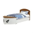 thumbnail image 2 of Evon Twin Captain Bed w Trundle-White-Oak Brown-Nautical Coastal Theme, 2 of 7