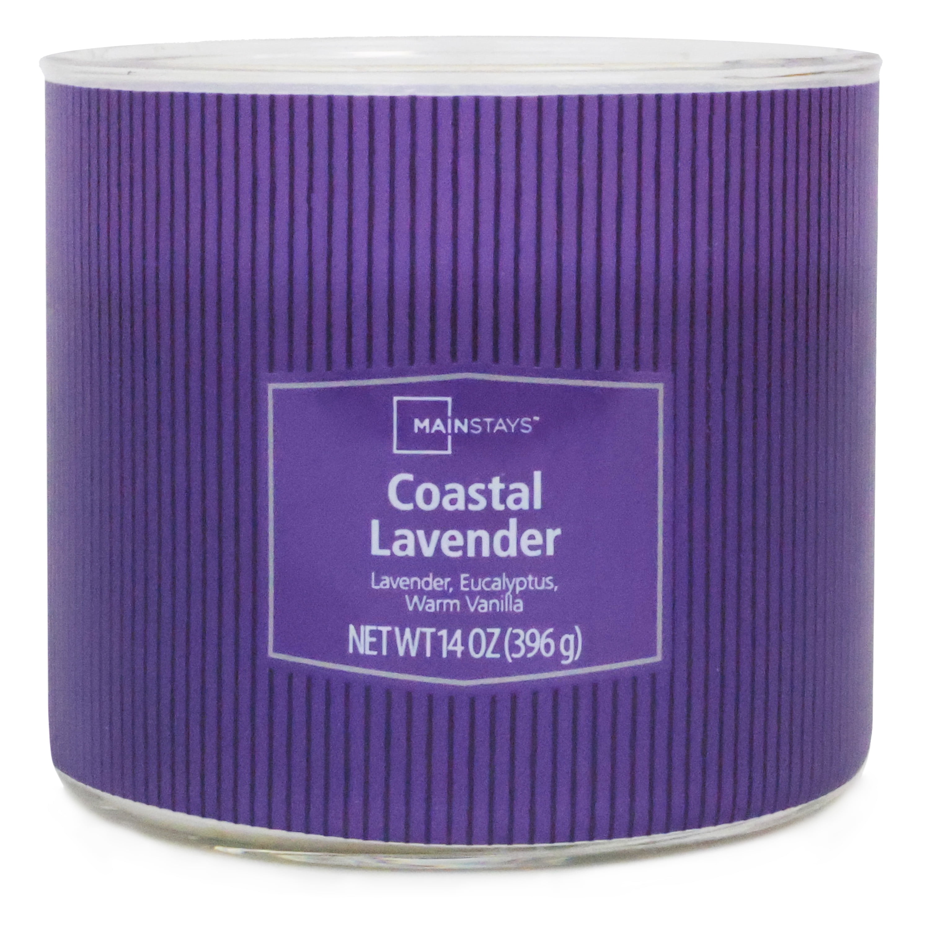 Mainstays Coastal Lavender 3-Wick Decorative Wrap Candle, 14 oz