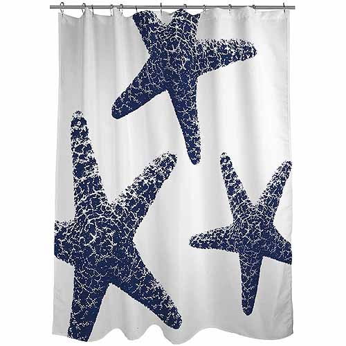 blue white shower curtain