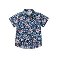 thumbnail image 3 of MSemis Boys Hawaiian Shirt Short Sleeve Button Down T-Shirt Tropical Luau Shirts Top Summer Beach Type D 120, 3 of 7