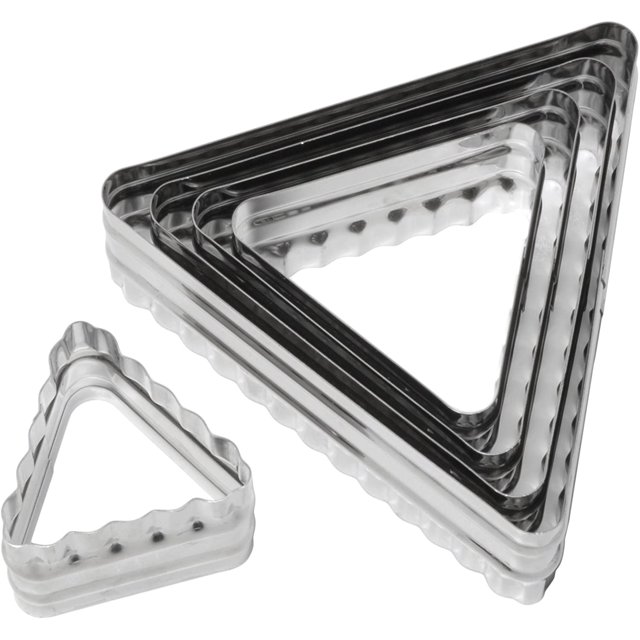 Ateco Double Sided Triangle Cutters in Graduated Sizes, Fluted & Plain Edges, Stainless Steel, 6 Pc Set