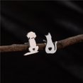 Cartoon Animal Earings Fashion Cat Stainless Steel Stud Earrings for Women Men Jewelry Small