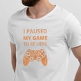 thumbnail image 2 of Greenyef Graphics I Paused My Game to Be Here Gamer Gift Funny Tee Men's T-Shirt Style-23 (White & Orange, X-Large), 2 of 6