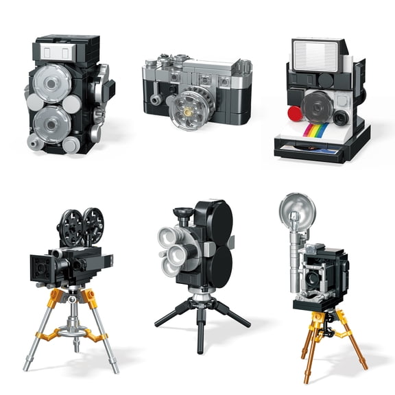 chanbrick 6 Pack Retro Camera Building Set Compatible with Lego Vintage Home Decor for Adults Boys Girls 479 Pcs