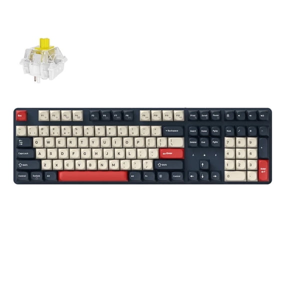 Keychron KJ5 Wireless Mechanical Keyboard, 2.4 GHz Bluetooth QMK 100% Layout RGB, Hot-swappable Banana Switch Compatible with Mac Windows Linux, Non-Shine-Through PBT Keycaps for Gaming - Dark Blue