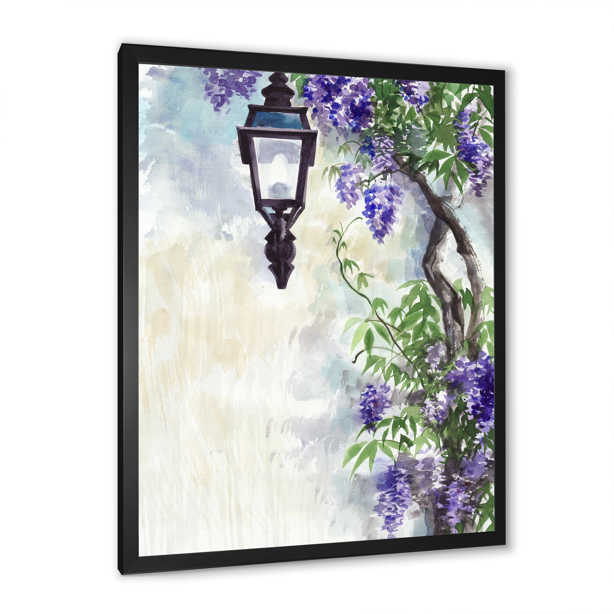 Designart 'Lilac Tree Lantern Vintage Impression' Traditional Framed Art Print