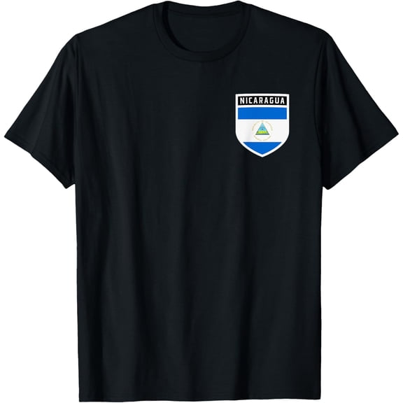 t-shirt Nicaraguan Flag Shield Classic Pocket Badge Style T-Shirt mens,black,women,funny,journey,Crew Neck, Short Sleeve,printing