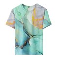 thumbnail image 4 of Short Sleeve T Shirts for Women Summer Daily Print O Neck Round Neck Tee Shirt Printed Flower Loose Side Split Blouse Tunic Casual T-shirt Tops Saving clearance, 4 of 4
