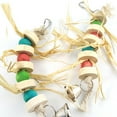 thumbnail image 4 of SPRING PARK Hanging Wood Toy for Pecking and Chewing, Wooden Beads Bell Straw Cotton Rope, Swing Chew Toy for Parrots, 4 of 7