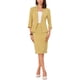 thumbnail image 1 of Conjunto de traje de 2 piezas para mujer INSPIRE CHIC, blazer sin cuello de manga 3/4, falda lápiz de cintura alta, atuendos de trabajo, amarillo M, 1 of 6