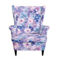 thumbnail image 2 of Jiueut Watercolor Flower Print Wing Chair Slipcover, 2-Piece Printed Wingback Chair Cover with Elastic Bottom, High Stretch Spandex Armchair Sofa Cover Slipcover for Living Bedroom Dining Room, 2 of 6