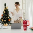 thumbnail image 6 of Christmas Mug 40 OZ Tumbler with Handle and Straw Lid Leak Proof - Christmas Tumbler with Handle Insulated for Hot Cold Ice - Christmas Birthday Gifts for Women Stainless Steel Cup, 6 of 6