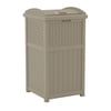 Suncast Resin Wicker Hideaway Outdoor Trash Can with Latching Lid, Dark Taupe