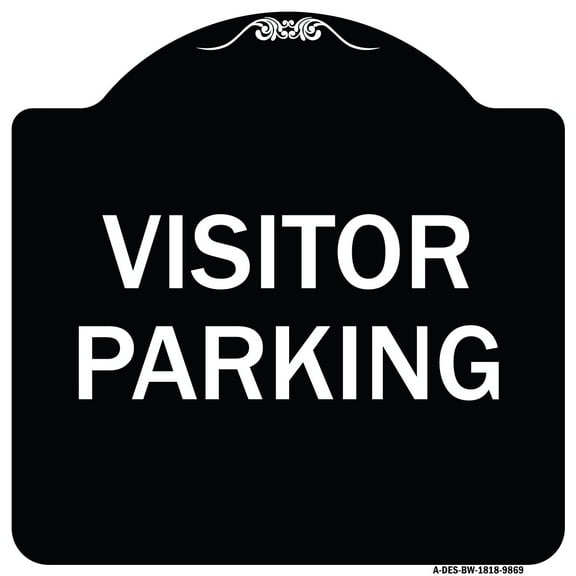 SignMission Designer Series Sign - Visitor Parking | Black & White 18" X 18" Heavy-Gauge Aluminum Architectural Sign | Protect Your Business & Municipality | Made in the USA