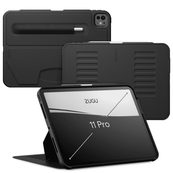 Zugu Case for iPad Pro 11 (M4/M5) 2024/2025, Slim Protective Cover with Apple Pencil Holder, Auto Wake/Sleep, Multiple Viewing Angles - iPad Pro 11 Inch Case, iPad 11 Case - Black