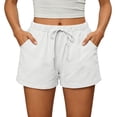 thumbnail image 6 of Nmnitkp Shorts for Women High Waisted Linen Blend Shorts, Drawstring Elastic Waist Loose Fit Casual Summer Shorts with Pockets for Beach & Daily Wear White,L, 6 of 8