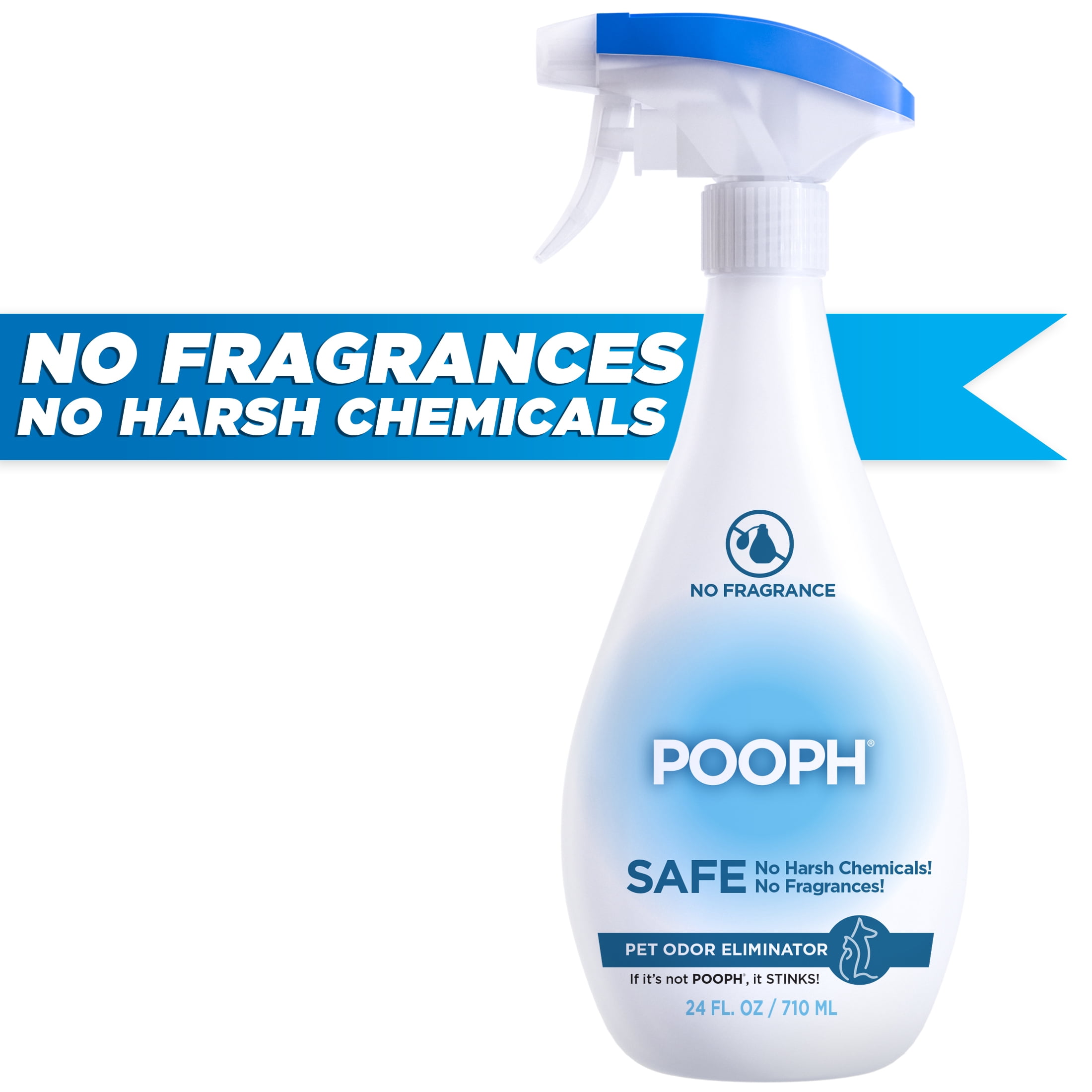 (4 pack) Pooph Pet Odor Eliminator Spray, 24 oz, Fragrance Free, No Harsh Chemicals