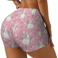 thumbnail image 2 of Naloa Rabbit And Flower Biker Shorts for Women Seamless Scrunch Short Women’s Yoga Shorts for Gym Running Sport Shorts - Small, 2 of 9