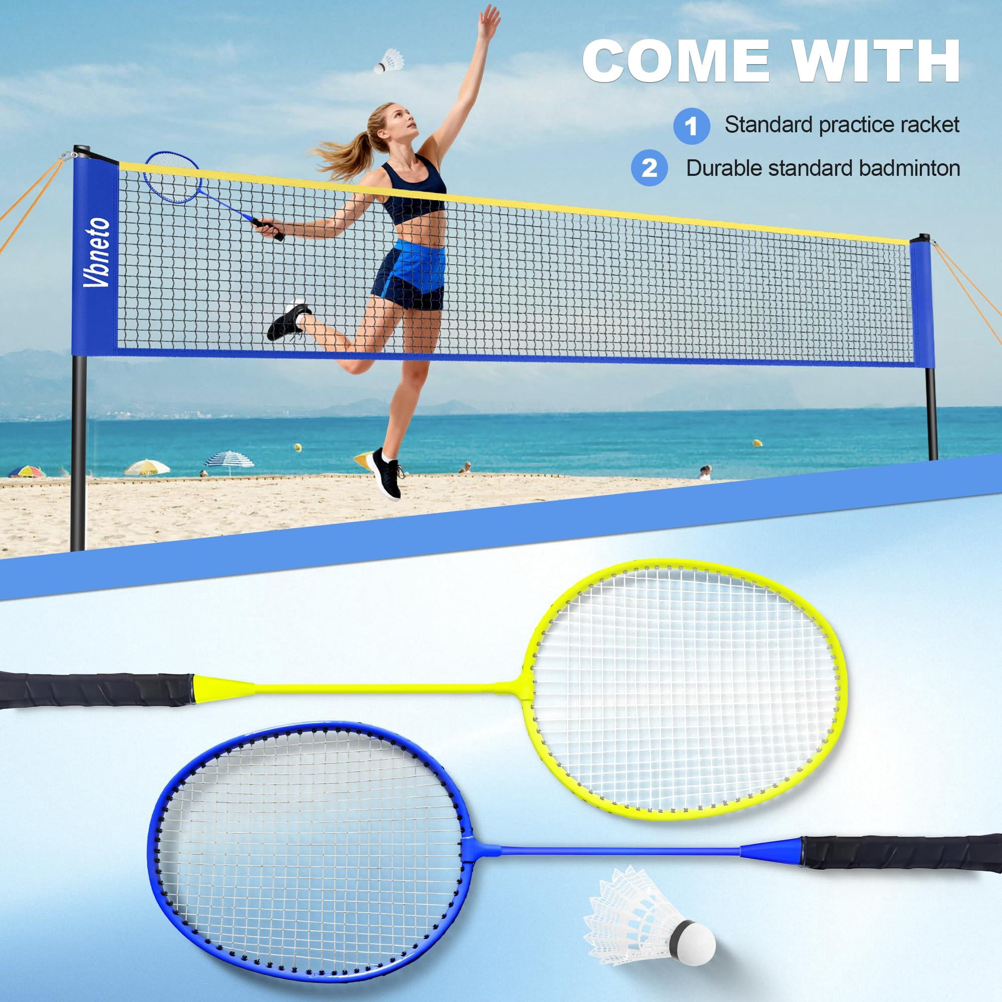 Badminton Set  Portable Outdoor Anti-sag System - Official 20ft X 5ft Easy Setup Durable Net With 4 Rackets 3 Shuttlecocks & Carry Bag For Backyard Lawn Or Beach Fun