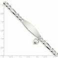 thumbnail image 2 of Auriga Fine Jewelry 925 Sterling Silver Figaro Id Heart Dangle Bracelet 7.5inch for Women, 2 of 5