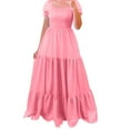 thumbnail image 2 of Sentmoon Off the Shoulder Dresses for Women Short Sleeve Cold Shoulder Birthday Dresses for Women 2026 Summer Solid Color Regular Fit Stretchy Classy Graduation Dress S, 2 of 3
