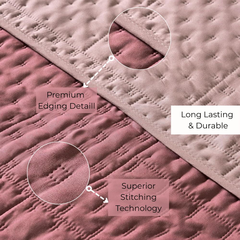 Vianney Queen Comforter - Novo Blush Bedding - Reversible Lightweight Quilt Blanket 91x93 Inches - Soft Cozy All Season Comfort in Blush Pink and Pale Pink