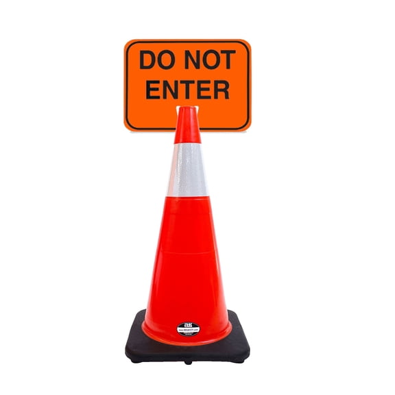 RK-Safety 28" Orange Cone, Black base With One 6" Reflective Tape, Plus Cone Sign 28 "Do Not Enter", (Cone-2 ea   Cone Sign-2 ea)