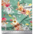 thumbnail image 1 of Soimoi Green Cotton Voile Fabric Leaves,White & Peach Floral Fabric Prints by Yard 56 Inch Wide, 1 of 1