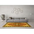 thumbnail image 3 of Ahgly Company Machine Washable Indoor Round Medallion Yellow Traditional Area Rugs, 3' Round, 3 of 4