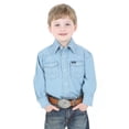 thumbnail image 1 of Camisa Wrangler para niños Western Snap Stonewashed Indigo XXL, 1 of 1