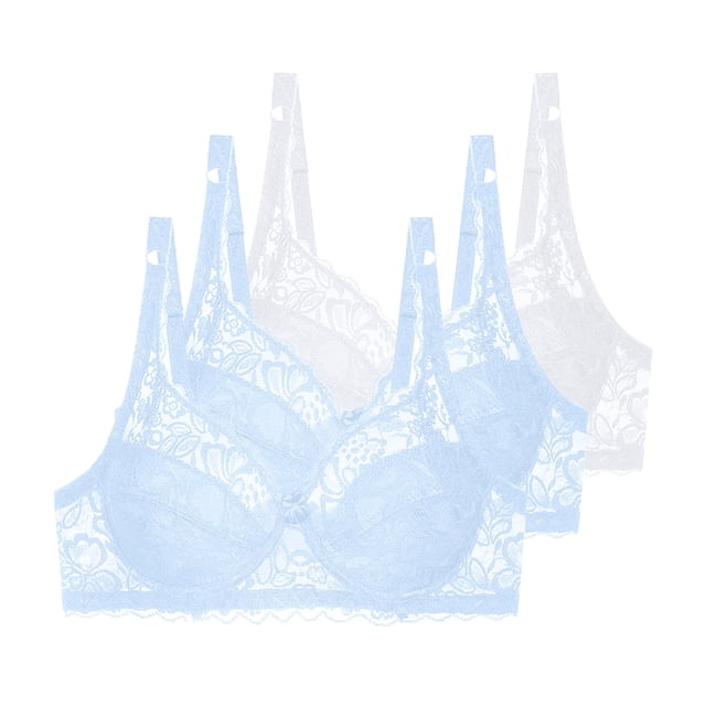 HongQid 3pcs Womens Underwire Bra Comfort Push Up Bras Buttery Soft Wired Bralette Full Coverage Sport Everyday Bra